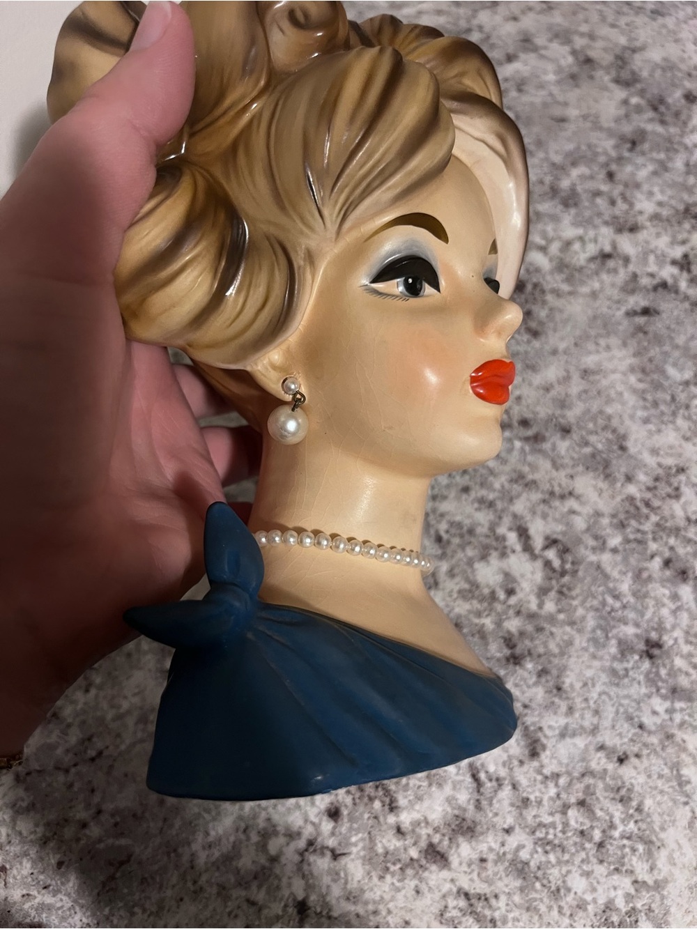 Vintage Napcoware Lady Head Vase - Mid-Century Modern - Faux Pearl, Planter - Picture 9 of 12